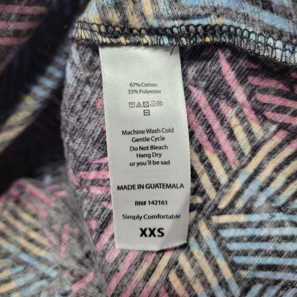 Lularoe Dress Short Sleeve Chest Pocket Womens XXS Geometric Tribal Mid Length - Picture 6 of 9